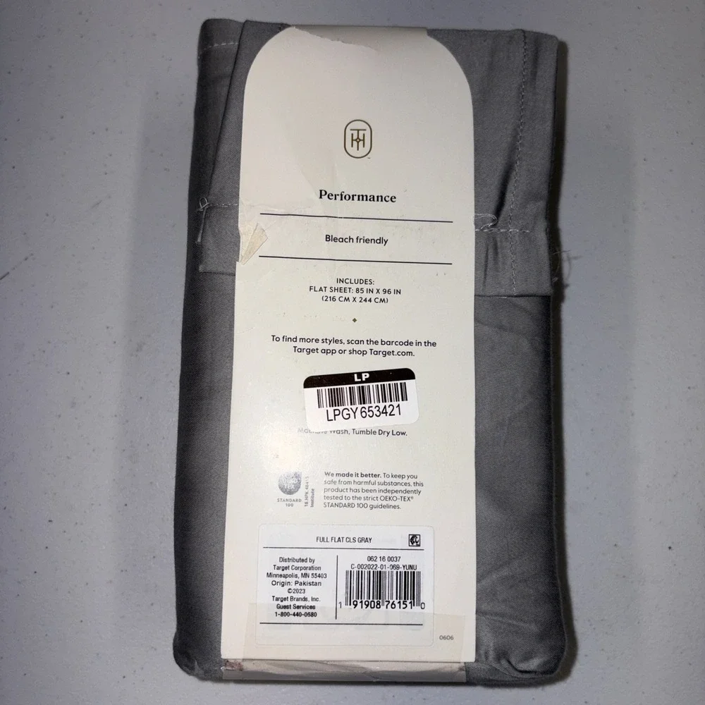 Full 400 Thread Count Performance Flat Sheet Classic Gray - Threshold: Cotton